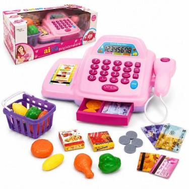 Imagem de Caixa Registradora de Brinquedo Infantil Luz e Som Calculadora Complet