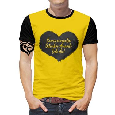 Imagem de Camiseta Setembro Amarelo Masculina Blusa Coração