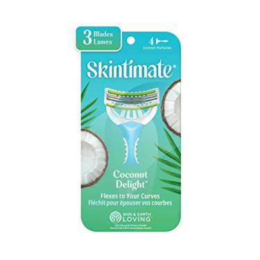 Imagem de Skintimate Barbeador descartável Coconut Delight com 3 lâminas para mulheres, 4 unidades (pacote com 3)