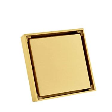 Imagem de Lat?o s¨®lido quadrado banheiro chuveiro piso ralo ladrilho filtro de ¨¢gua invis¨ªvel preto ouro cromo n¨ªquel escovado, ouro polido