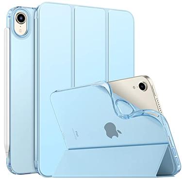 Imagem de Moko Capa para iPad Mini 7 (A17 Pro) 2024, iPad Mini 6ª geração 2021 (8,3 polegadas), iPad Mini 6, capa traseira fosca translúcida de TPU macio para iPad Mini 7th, azul celeste