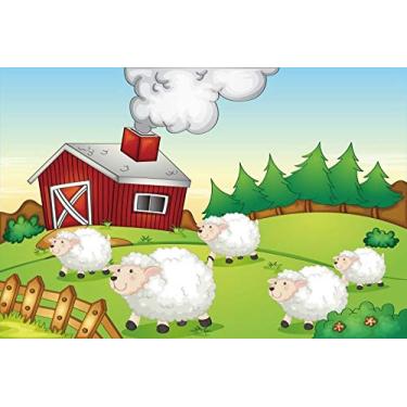 Imagem de Yeele 2,4 x 1,8 m desenho de fazenda ao ar livre celeiro rural pastagem colina prado quintal chaminé de cordeiro fundo de ovelha para fotografia campo, menino, crianças, adulto, retrato, fotos, fotos, adereços de cabine
