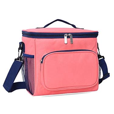 Imagem de Bolsa térmica grande portátil para piquenique, tecido Oxford 600D à prova de vazamento, bolsa térmica adequada para acampamento, piquenique e praia, 10 litros, rosa