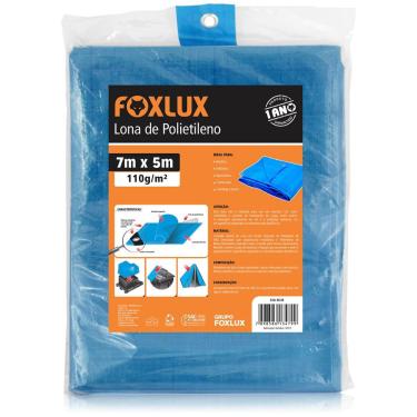 Imagem de Lona Carreteiro Azul 7x5m 150 micras 110g/m2 com Ilhoses Metálicos - Foxlux, Tamanho: 7x5