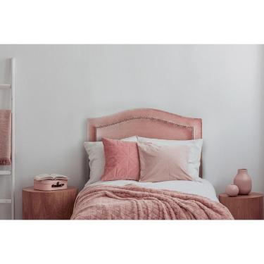 Imagem de Cabeceira Solteiro Curva 90x60cm Veludo Rosê - Tachas Prata