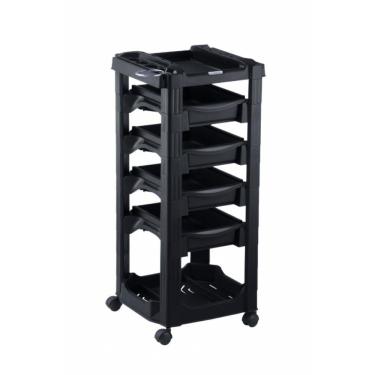 Imagem de Carrinho Auxiliar Cabeleireiro Vegas com Porta Secador e Rodinhas, Preto - Dompel