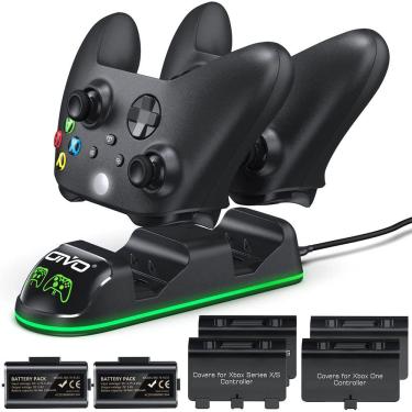 Imagem de Carregador Duplo C/ Led OIVO Compatível Com Controle Xbox Series Ou Xbox One C/ 2 Baterias + 4 Tampas