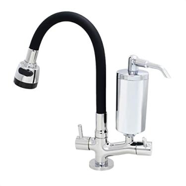 Imagem de Torneira Com Filtro Cozinha Mesa Duplo Jato Gourmet Black