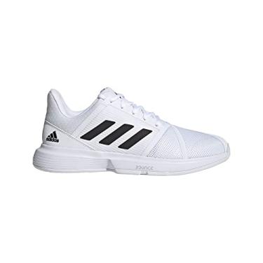 Imagem de adidas Men's CourtJam Bounce Tennis Shoes, Flat White/Core Black/Silver Metallic (US Size 13)