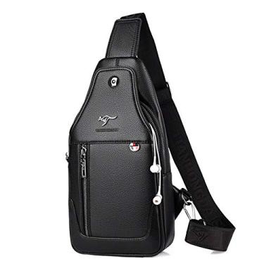 Imagem de HIOD Bolsa de peito para homens Crossbody Messenger Bags Theftproof Sling Bag Leather Chest Bags Male Shoulder Bag Waist Pack