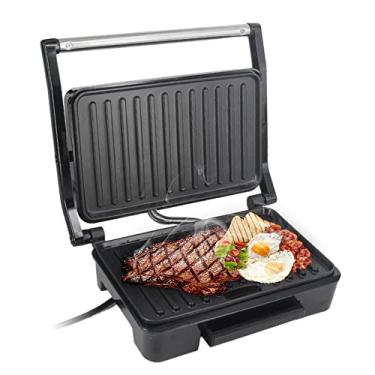 Imagem de burko Panini Maker Household Aço Inoxidável 850W Alta Potência Antiaderente Pan Bife Máquina Sanduíche Máquina Churrasco Máquina Café Da Manhã