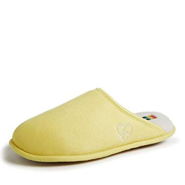 Imagem de Dearfoams Unissex-Adulto Comemora Orgulho Scuff com Pantufa de Tamanho Inclusivo, Amarelo, 11-12 Women/9-10 Men