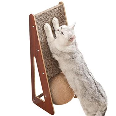 Imagem de Brinquedo arranhador de gato - Raspador de papelão com bola de raspar,Brinquedo de arranhador interativo de maciça, almofadas de arranhar para gatos de sisal