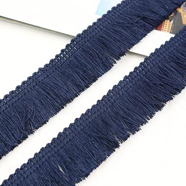 Imagem de Acabamentos de borla de 1 m de espessura 2,5 cm de largura cortina de poliéster/acabamento de travesseiro brinco/bolsa roupas decorativas renda franja costura, azul marinho
