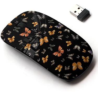 Imagem de Mouse sem fio 2.4G com design de padrão bonito para todos os laptops e desktops com receptor nano - borboletas