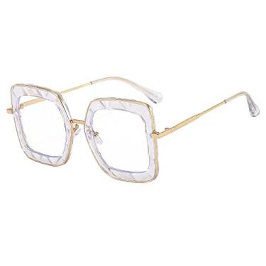 Imagem de Óculos vintage feminino masculino anti azul claro quadrado óculos transparente armação de óculos lente transparente armação, 2, tamanho único