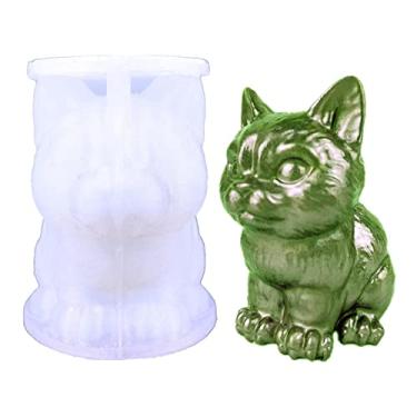 Imagem de vela silicone em forma gato, moldes vela aromaterapia fundição resina reutilizável com forma gato - DIY padrão gato aromaterapia vela cera artesanato para casa Aocate