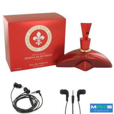 Imagem de Perfume Feminino Rouge Royal Marina Bourbon 100ml Acompanha Fone de Ouvido Cabo Musica