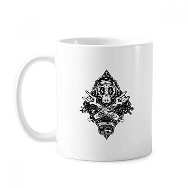 Imagem de Caneca de cerâmica para ouvir música preta de caveira, caneca de cerâmica para café e porcelana