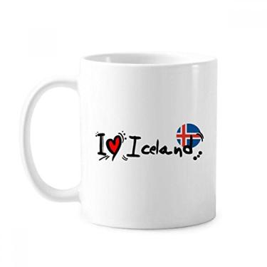 Imagem de I Love Iceland Word Flag Love Heart Illustration Mug Cerâmica Coffee Porcelain Cup Tableware
