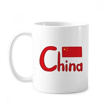 Imagem de China Bandeira Nacional Chinesa Caneca Padrão Vermelho Cerâmica Café Porcelana Utensílios de Mesa