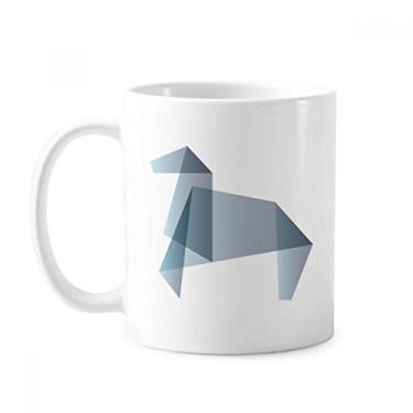 Imagem de Caneca de cerâmica com formato geométrico de cavalo de origami abstrato xícara de porcelana de café