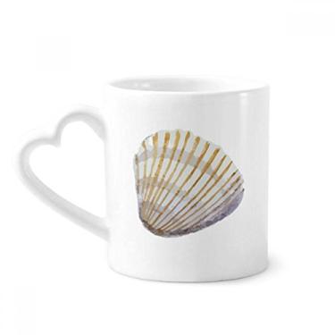 Imagem de Caneca de cerâmica com ilustração de vida marinha amarela recortada, copo de coração de vidro