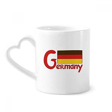Imagem de Caneca com estampa vermelha da bandeira nacional de Germary café cerâmica copo de coração de vidro