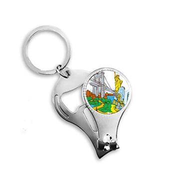 Imagem de US New York America Anel de pinça de unha aquarela chaveiro abridor de garrafas cortador