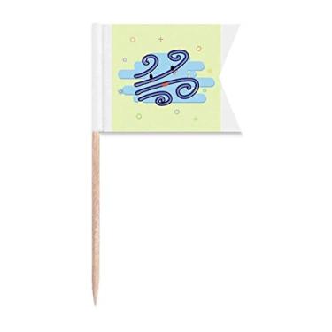 Imagem de Blustery Gale Animation Bandeiras de palito de dente com marcação de rotulagem para bolo de festa, prato de queijo