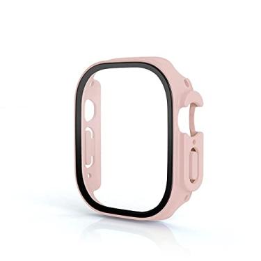 Imagem de KGFCE Vidro+Capa para Apple Watch Case Ultra 49mm PC Bumper Capa Temperada Protetor de Tela Shell Iwatch Accessorie Series Ultra Cover (Cor: Silte, Tamanho: Ultra 49MM)