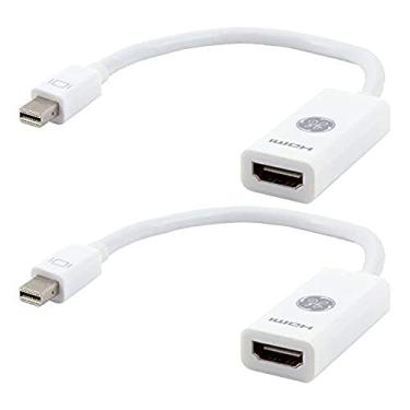 Imagem de GE Adaptador Mini DisplayPort Thunderbolt para HDMI, pacote com 2, compatível com Apple iMac, MacBook e PC, suporta Full HD 1080P e 4K Ultra HD, branco, 58153