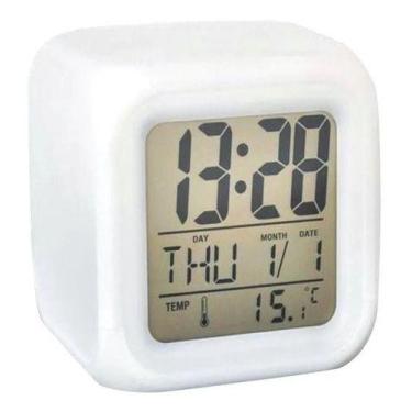 Imagem de Cubo Relógio Mesa Digital Despertador Brilha Escuro Alarme - Mktplace