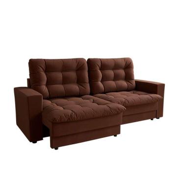 Imagem de Sofá 3 Lugares Retrátil Lubeck Plush Suede Marrom