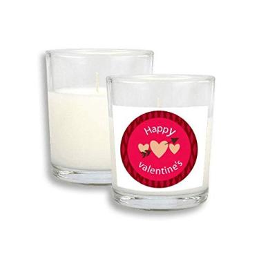 Imagem de Rosa Feliz Dia dos Namorados Coração Velas Brancas Cera de Incenso Perfumada de Vidro