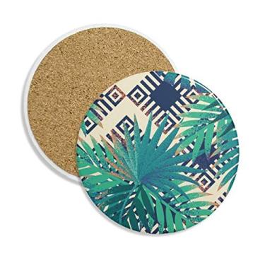 Imagem de Green Tropics Arte de desenho planta porta-copos Caneca Caneca de proteção de mesa Pedra absorvente
