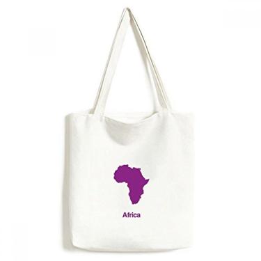 Imagem de Bolsa de lona com estampa de mapa de ilustração África roxa bolsa de compras casual bolsa de mão