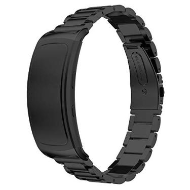 Imagem de Pulseira Metal Aço 3 Elos para Samsung Gear Fit 2 - Samsung Gear Fit 2 Pro - Marca Ltimports (Preto)