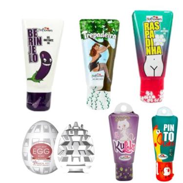 Imagem de Kit Casal Sexshop Namorados 6 Produtos Esquenta Esfria Excita Lubrifica Egg Massageador Unissex