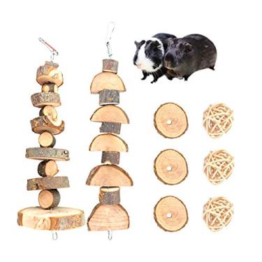 Imagem de S-Mechanic Brinquedos de mastigar coelhinhos de madeira de maçã natural pequenos animais para coelhos, hamsters, porquinhos-da-índia e gerbos (pacote com 1)