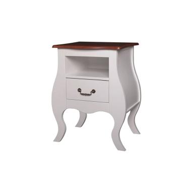 Imagem de Mesa de Cabeceira Bombê 1 Gaveta e Nicho 1026N - Off White/Imbuia Glazer