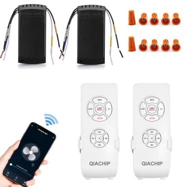 Imagem de QIACHIP Kit de controle remoto universal de luz de ventilador de teto WiFi atualizado com mudo, função de temporização, controlador de aplicativo sem fio compatível com Alexa pacote com 2