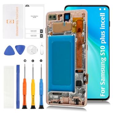 Imagem de Olivechard Tela de reposição InCell S10 Plus para Samsung Galaxy S10 Plus com moldura branca prisma G975F/DS G975U G975W LCD Touch Digitalizador Assembly(sem função de impressão digital)