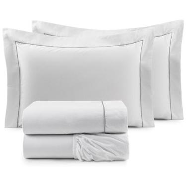 Imagem de Roupa de Cama Casal King Glass Clean 200 Fios Algodão 04 Peças - Borda