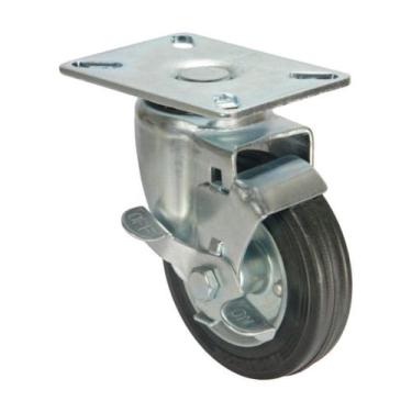 Imagem de Roda rodízio borracha maciça 5 pol giratório freio 100kg - AJAX