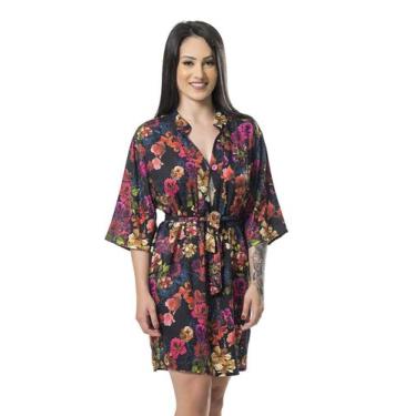 Imagem de Saída de Praia Floral Kaftan London - Pimenta Rosada, P