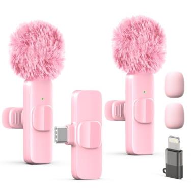 Imagem de Microfone de lapela sem fio para iPhone, iPad, mini microfone de gravação de vídeo para entrevista, vídeo, podcast, Vlog, YouTube e transmissão ao vivo, redução de ruído, Plug & Play (tipo C e porta