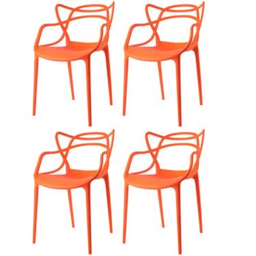 Imagem de Kit Com 4 Cadeiras Aviv Estrutura Em Polipropileno Fratini Laranja