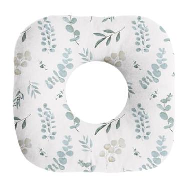 Imagem de SiaBiced Travesseiro Perfurador de Orelha, Travesseiro Ergonômico Lavável para Quem Dorme de Lado, Proteção Auricular para Quarto, Folha, Tamanho real