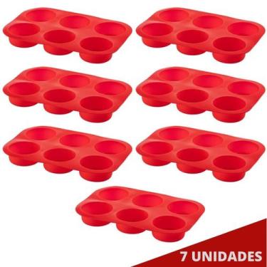 Imagem de Jogo 7 Assadeira 6 CupCakes Silicone Antiaderente Sortida - QUALITY HO